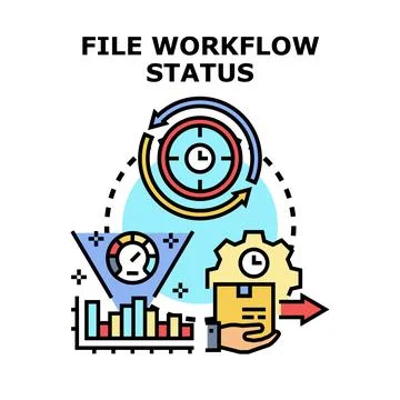 File workflow status tracking and data analysis Stock Illustration
