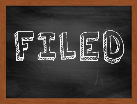 FILED  hand writing text on black chalkboard Stock Illustration