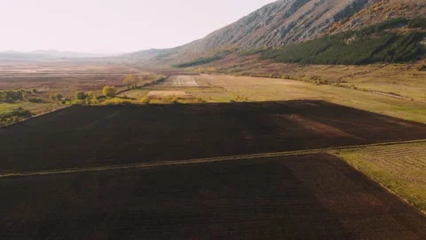 Filelds Sun Cold Haze Mountain Forward Stock Footage 201481580