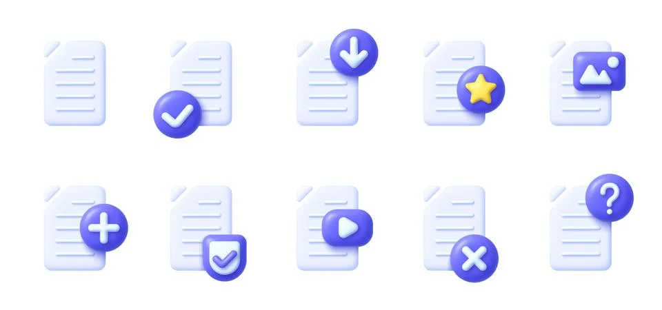 Files 3D Big Set. Vector files. Business icon. Check mark icon. Icon for web イラスト素材