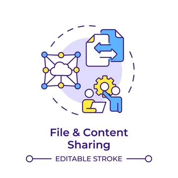 Files and content sharing multi color concept icon Illustrazione stock