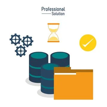 Files and data center icon. Proffesional Solution. Vector graphi Stock Illustration