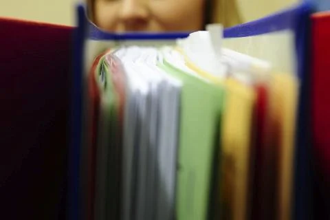 Files and paperwork in the administration Stock Photos