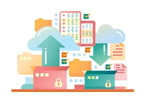 Files Archiving - flat design website banner Stock Illustration