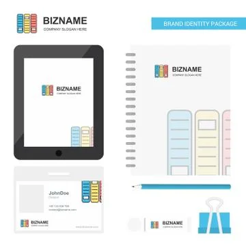 Files Business Logo, Tab App, Diary PVC Employee Card and USB Brand Stationar 库存插图