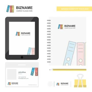 Files Business Logo, Tab App, Diary PVC Employee Card and USB Brand Stationar 库存插图