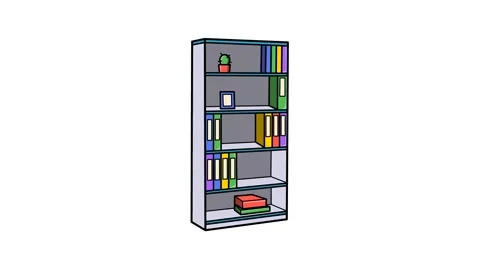 Files in cabinets, cupboard sketch and 2d animation, shelf Stock Footage 209315738