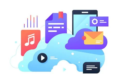 Files in cloud storage Stock Illustration