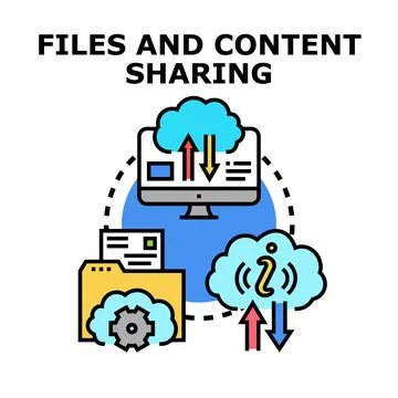 Files content sharing cloud computing concept Stock Illustration