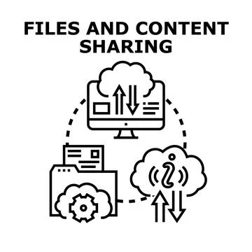 Files content sharing cloud computing concept Stock Illustration