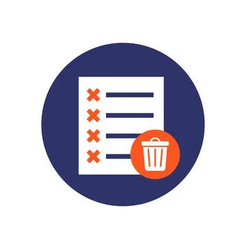 Files to delete icon with a trash bin, flat vector Stock Illustration