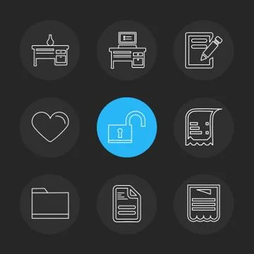 Files , document , clipboard ,write , eps icons set vector Illustrazione stock