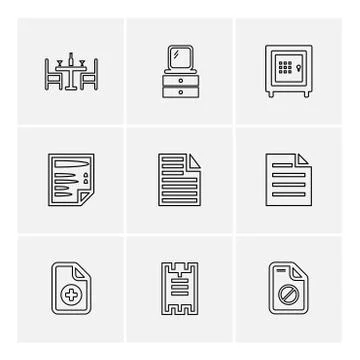 Files , document , clipboard ,write , eps icons set vector Stock Illustration