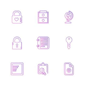 Files , document , clipboard ,write , eps icons set vector Illustrazione stock