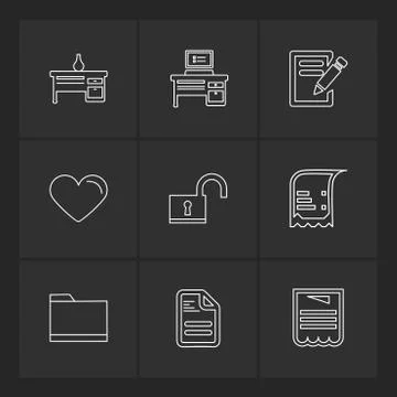 Files , document , clipboard ,write , eps icons set vector Illustrazione stock
