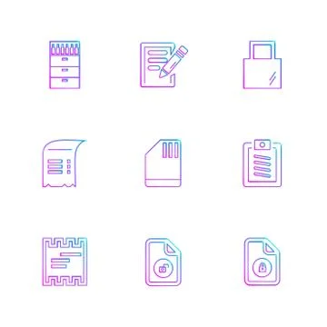 Files , document , clipboard ,write , eps icons set vector Illustrazione stock