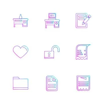 Files , document , clipboard ,write , eps icons set vector Stock Illustration