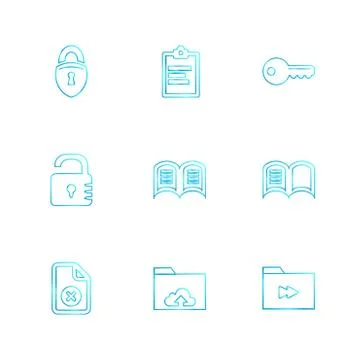 Files , document , clipboard ,write , eps icons set vector Illustrazione stock