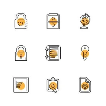 Files , document , clipboard ,write , eps icons set vector Stock Illustration