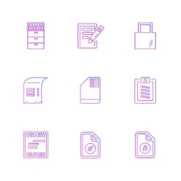 Files , document , clipboard ,write , eps icons set vector Illustrazione stock