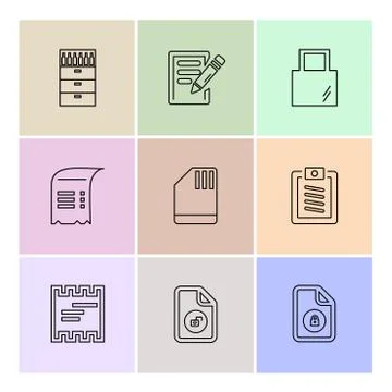 Files , document , clipboard ,write , eps icons set vector Stock Illustration