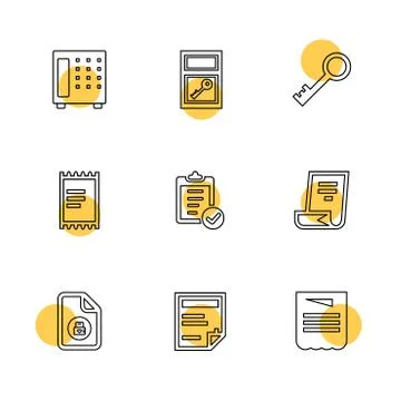 Files , document , clipboard ,write , eps icons set vector Illustrazione stock