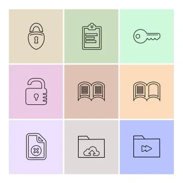 Files , document , clipboard ,write , eps icons set vector Stock Illustration