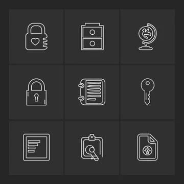 Files , document , clipboard ,write , eps icons set vector Illustrazione stock