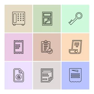Files , document , clipboard ,write , eps icons set vector Illustrazione stock