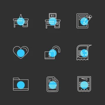 Files , document , clipboard ,write , eps icons set vector Illustrazione stock