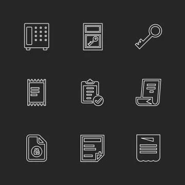 Files , document , clipboard ,write , eps icons set vector Stock Illustration