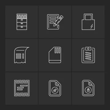 Files , document , clipboard ,write , eps icons set vector 스톡 일러스트