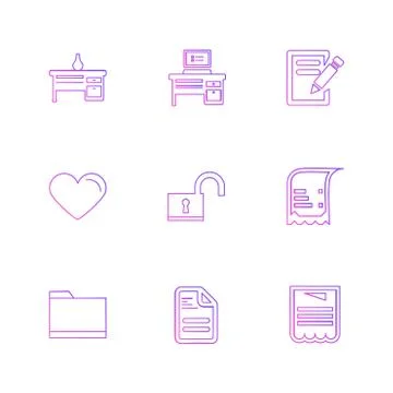 Files , document , clipboard ,write , eps icons set vector Illustrazione stock