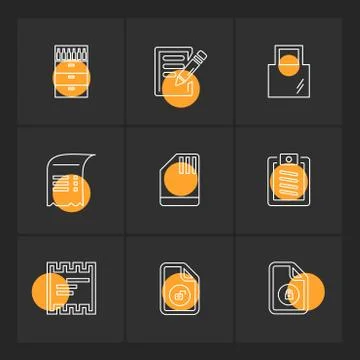 Files , document , clipboard ,write , eps icons set vector Stock Illustration