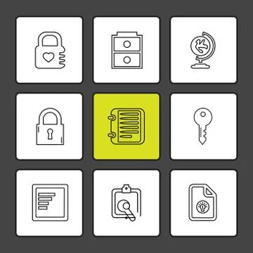 Files , document , clipboard ,write , eps icons set vector Stock Illustration