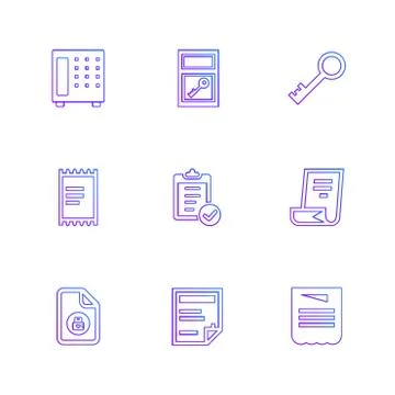 Files , document , clipboard ,write , eps icons set vector Stock Illustration