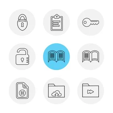 Files , document , clipboard ,write , eps icons set vector Stock Illustration