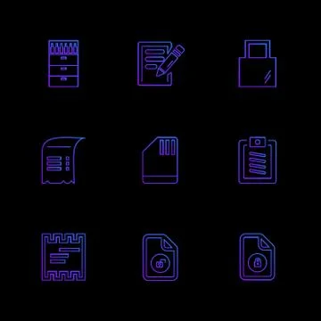 Files , document , clipboard ,write , eps icons set vector Stock Illustration