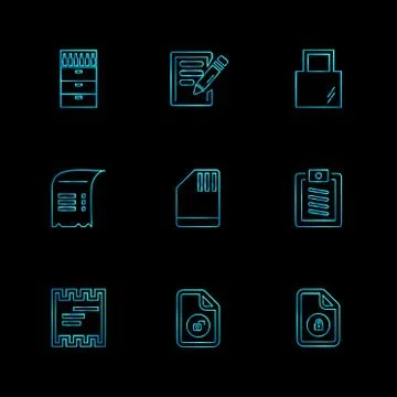 Files , document , clipboard ,write , eps icons set vector Stock Illustration