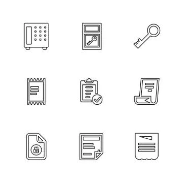 Files , document , clipboard ,write , eps icons set vector Stock Illustration