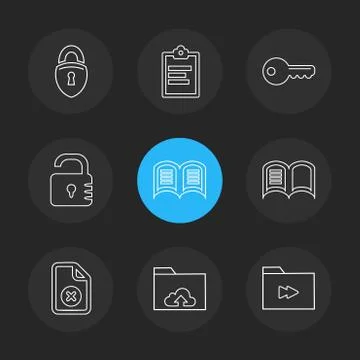 Files , document , clipboard ,write , eps icons set vector Stock Illustration