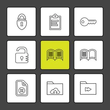 Files , document , clipboard ,write , eps icons set vector Stock Illustration