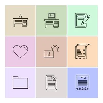 Files , document , clipboard ,write , eps icons set vector Stock Illustration