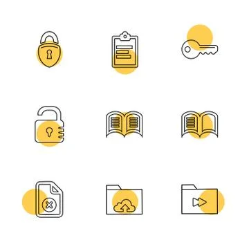 Files , document , clipboard ,write , eps icons set vector Stock Illustration