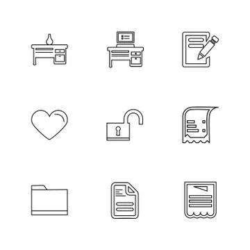 Files , document , clipboard ,write , eps icons set vector Illustrazione stock