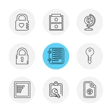 Files , document , clipboard ,write , eps icons set vector Illustrazione stock