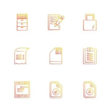 Files , document , clipboard ,write , eps icons set vector Stock Illustration