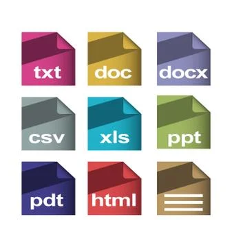 Files documents formats with long shadow Stock Illustration