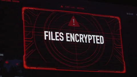 Files Encrypted Ransomware Warning On Computer Screen Stock Footage 344006336