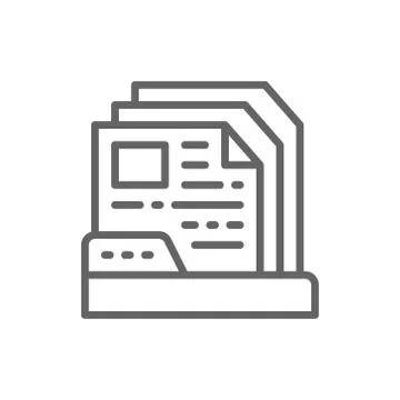 Files in folder line icon. Stock Illustration